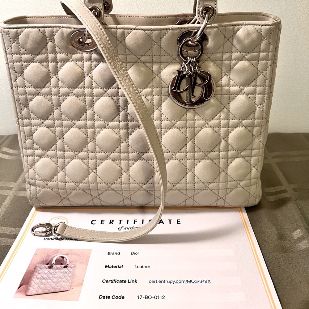 Authentic Christian Dior 2way  tote handbag canvas Leather.